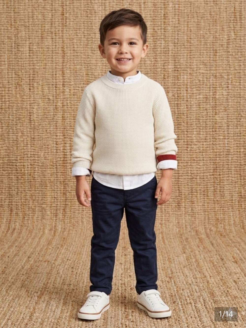 EUC H&M Cream and Red Knit sweater 2-4YRS